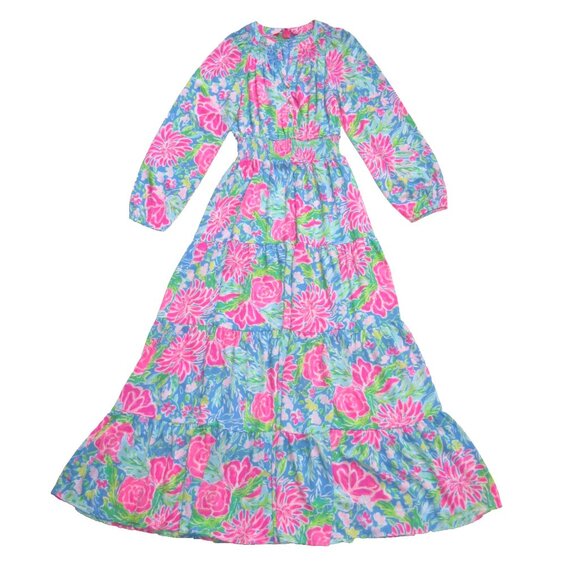 NWT Lilly Pulitzer Pauline Maxi in Zanzibar Blue Bunny Business Floral Dress S